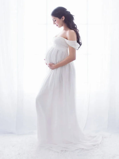Robe de Maternité fendue en dentelle mousseline de soie