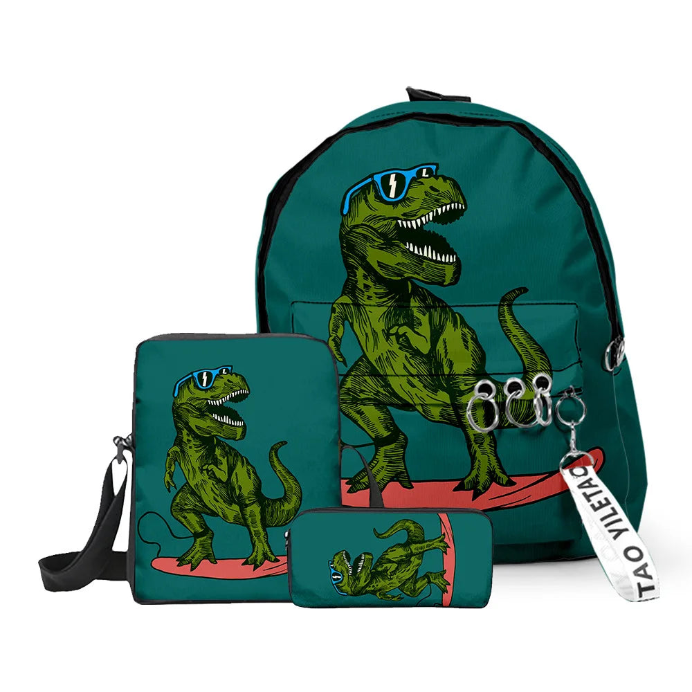 Ensemble sac à dos, trousse et sacoche dinosaures