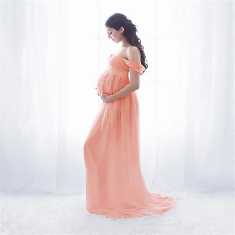 Robe de Maternité fendue en dentelle mousseline de soie
