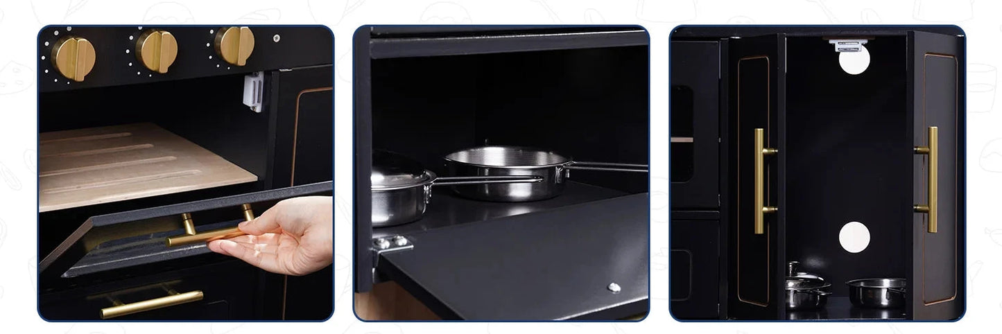 Cuisine de jeu en bois élégante pour enfants