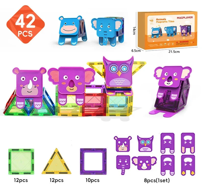 Blocs de construction magnétiques animaux pour enfants
