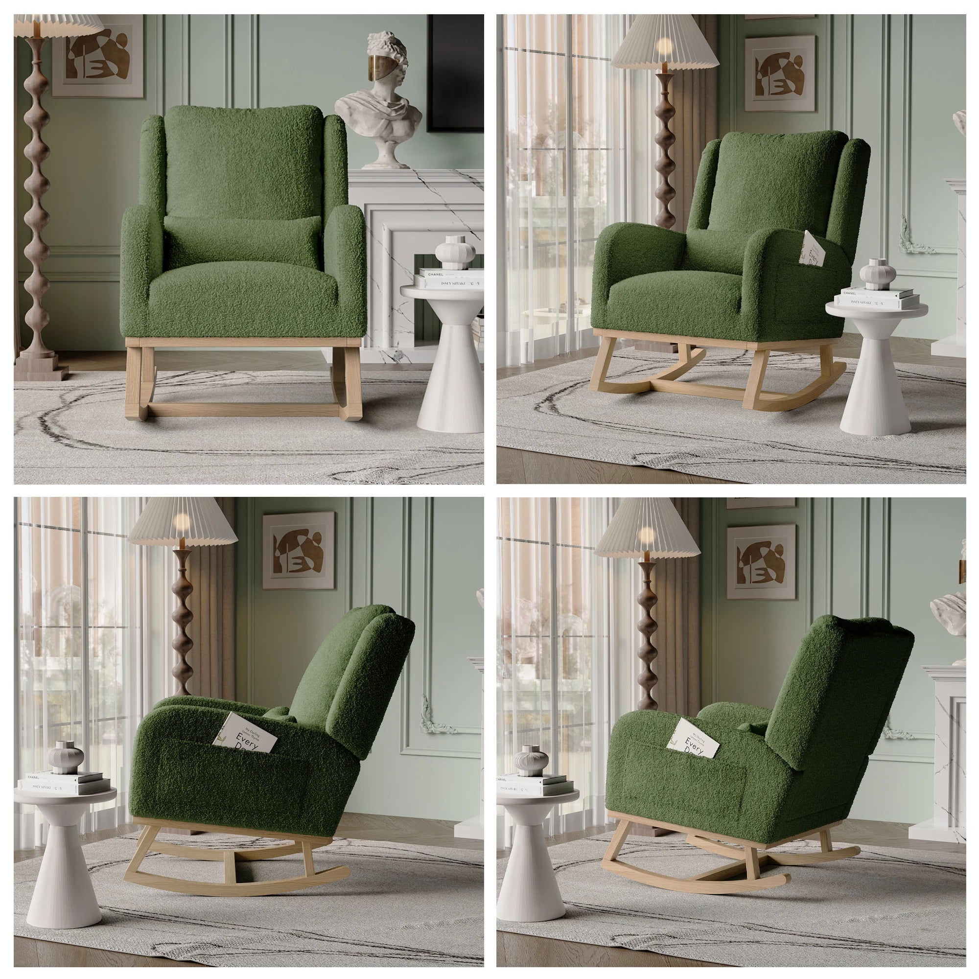 Fauteuil d'allaitement à bascule, doux, confortable et style moderne, avec espaces de rangement Petit Berceau