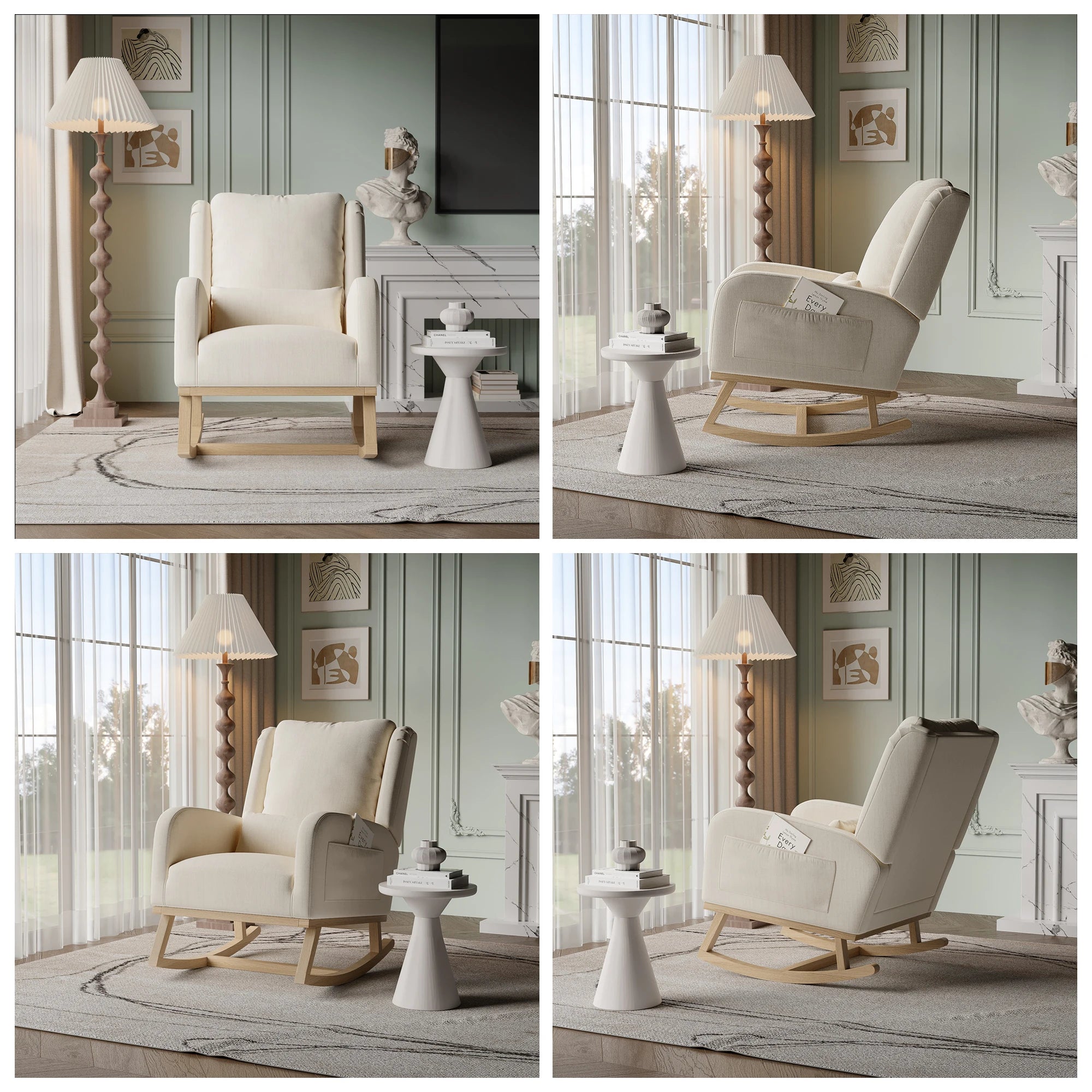 Fauteuil d'allaitement à bascule, doux, confortable et style moderne, avec espaces de rangement Petit Berceau