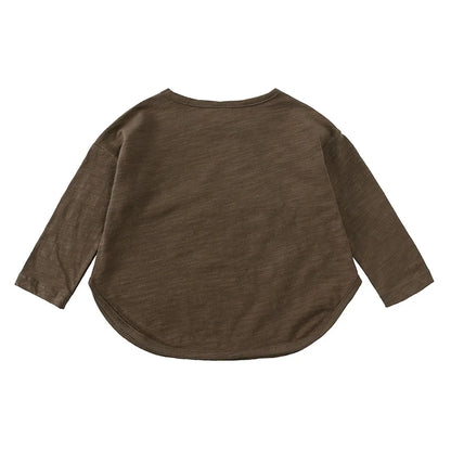 Tee-shirt à manches longues en coton, style simple et décontracté