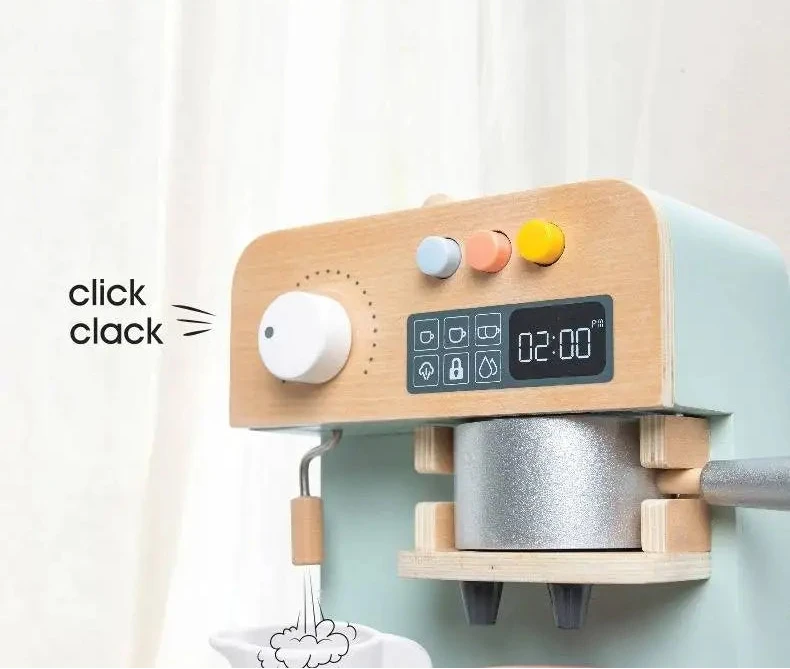 Jeux d'imitation en bois pour enfants - Machine à café et Caisse enregistreuse
