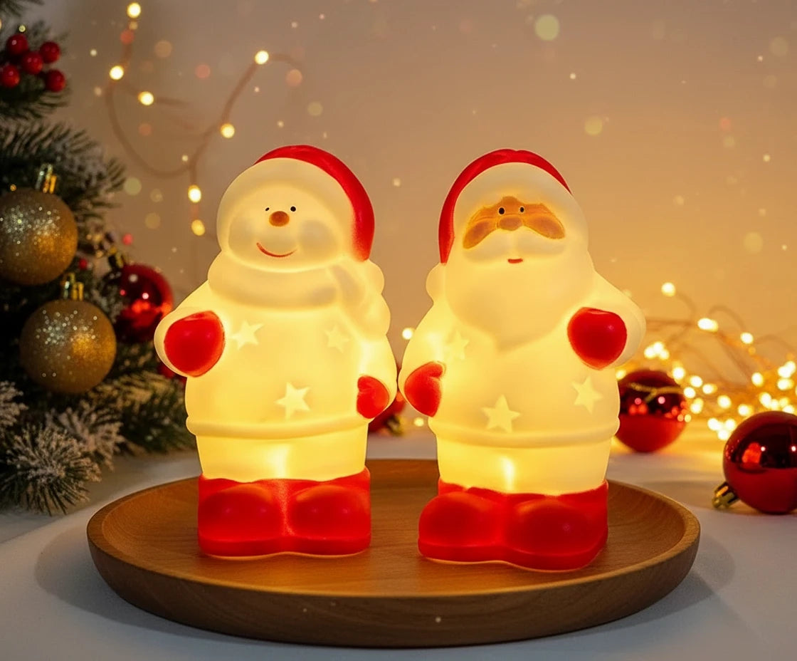 Lampes LED décoratives de noël - Père Noël et Bonhomme de Neige