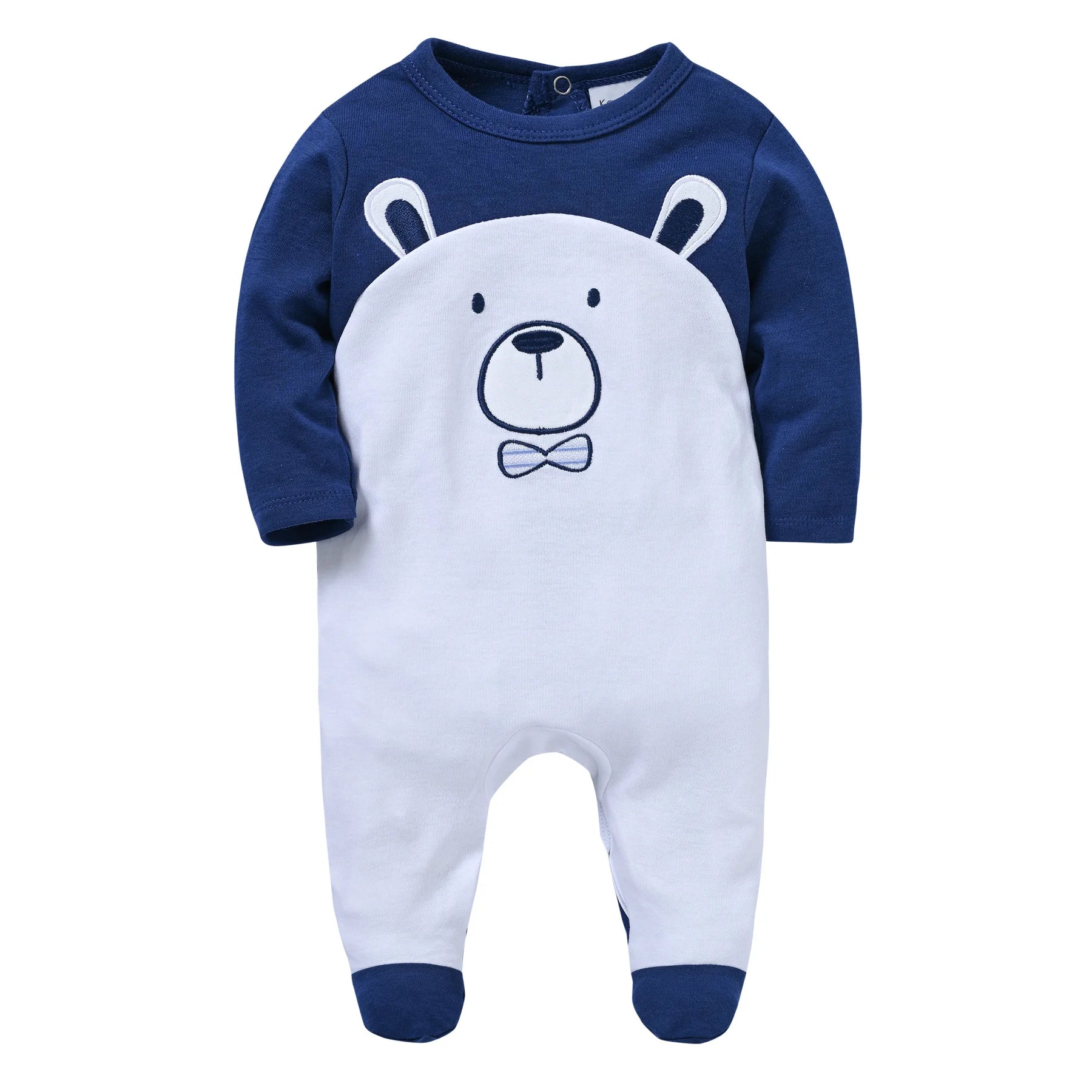 Grenouillère ourson bleu en coton
