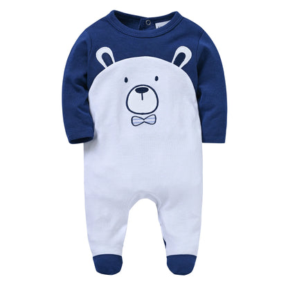 Grenouillère ourson bleu en coton (Tailles naissance, 1 et 2 mois)