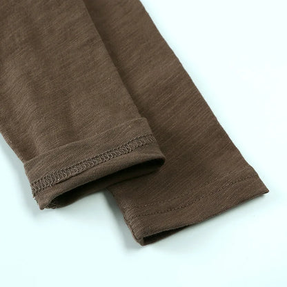 Tee-shirt à manches longues en coton, style simple et décontracté