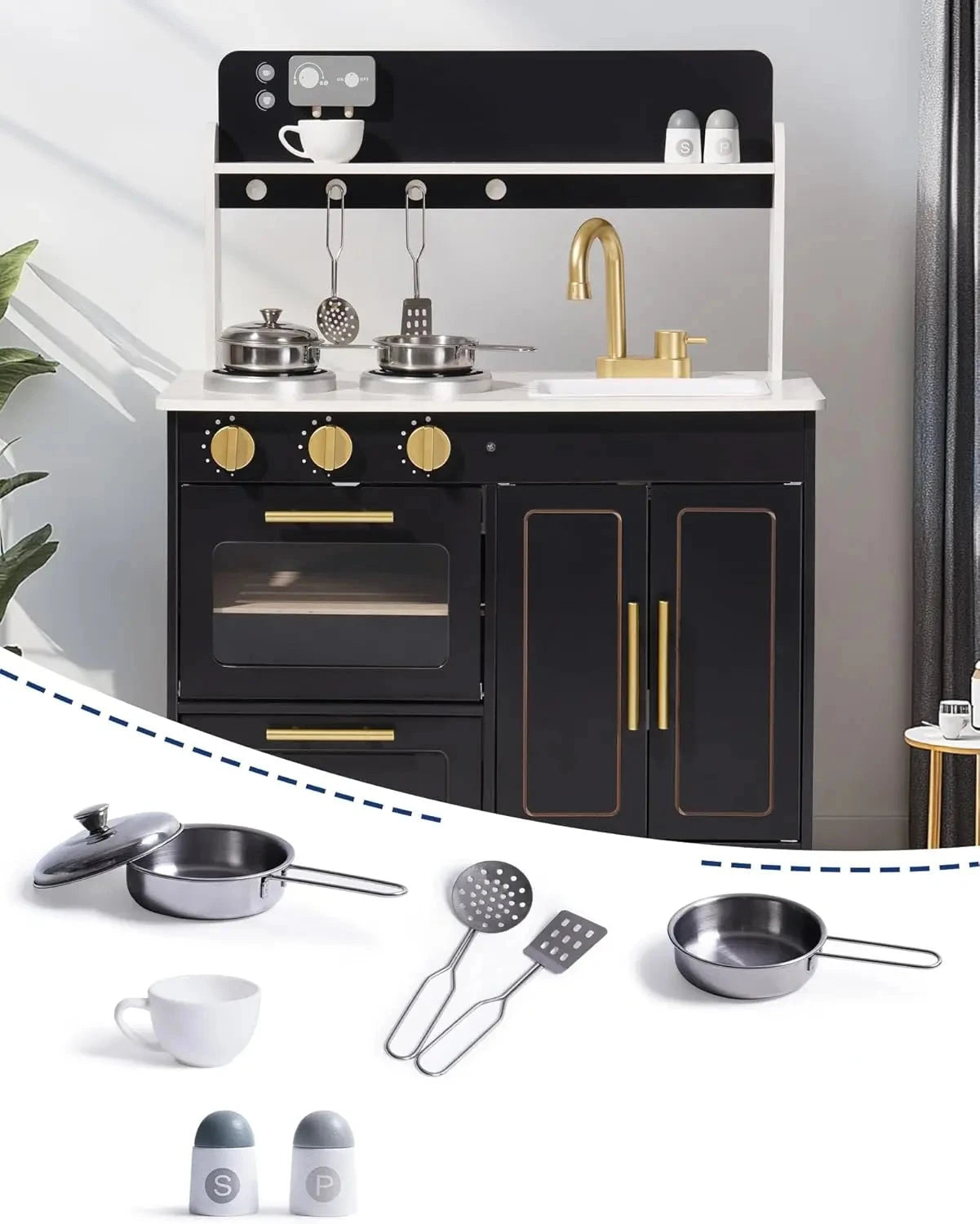 Cuisine de jeu en bois élégante pour enfants