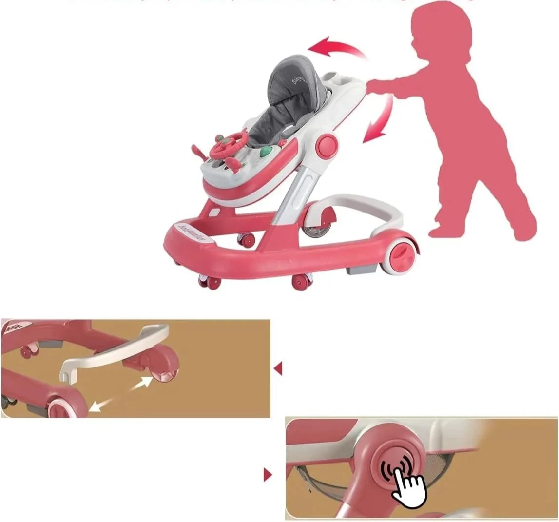 Trotteur pliable 2 en 1 avec plateau musical amovible