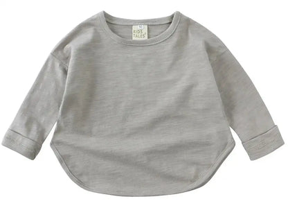 T-shirt à manches longues en coton, style simple et décontracté