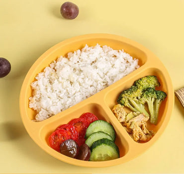 Ensemble d'assiette à ventouse et couverts en silicone pour bébé