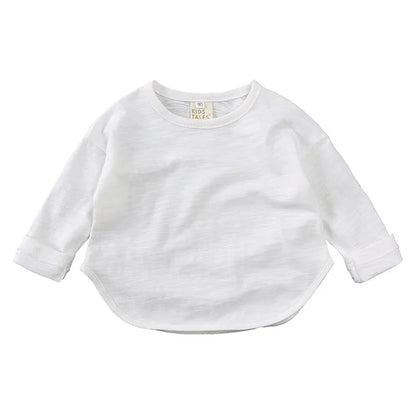 T-shirt à manches longues en coton, style simple et décontracté