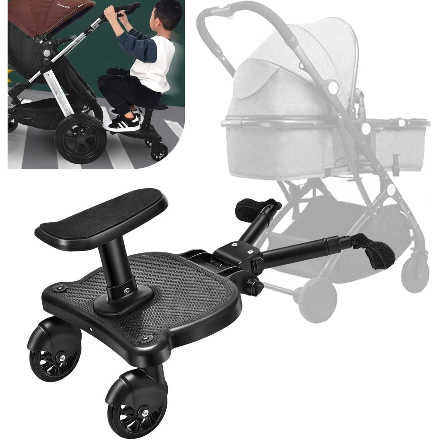 Adaptateur marchepied universel 2 en 1 pour poussette, avec siège pour deuxième enfant
