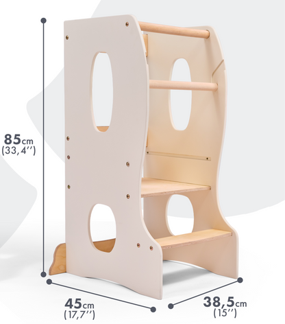 Tour d'apprentissage Montessori : Chaise évolutive pour enfant en bois – Ivoire