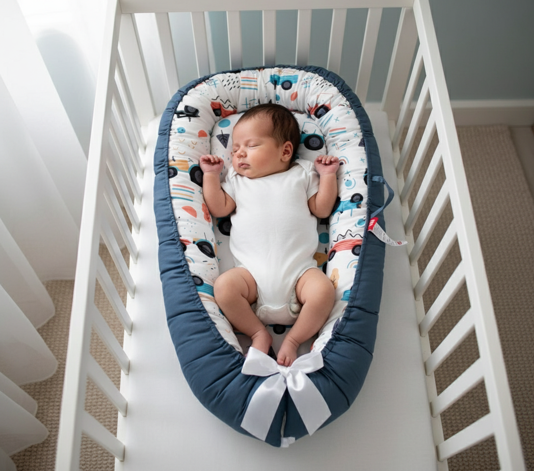 Bébé dans réducteur de lit tracteur
