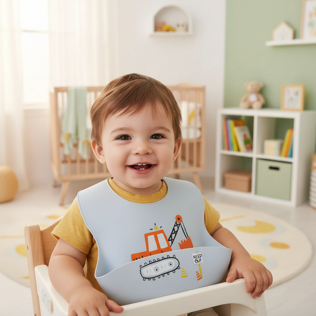 Bavoir grue porté par un enfant