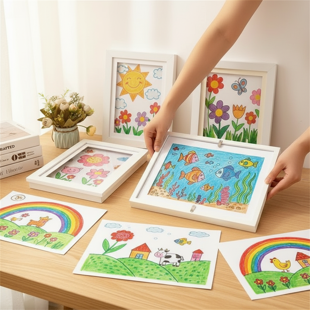 Cadres avec dessins d'enfants renouvelés