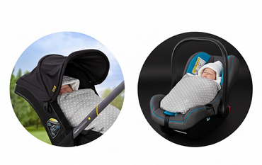 Couverture bébé grise à pois blancs