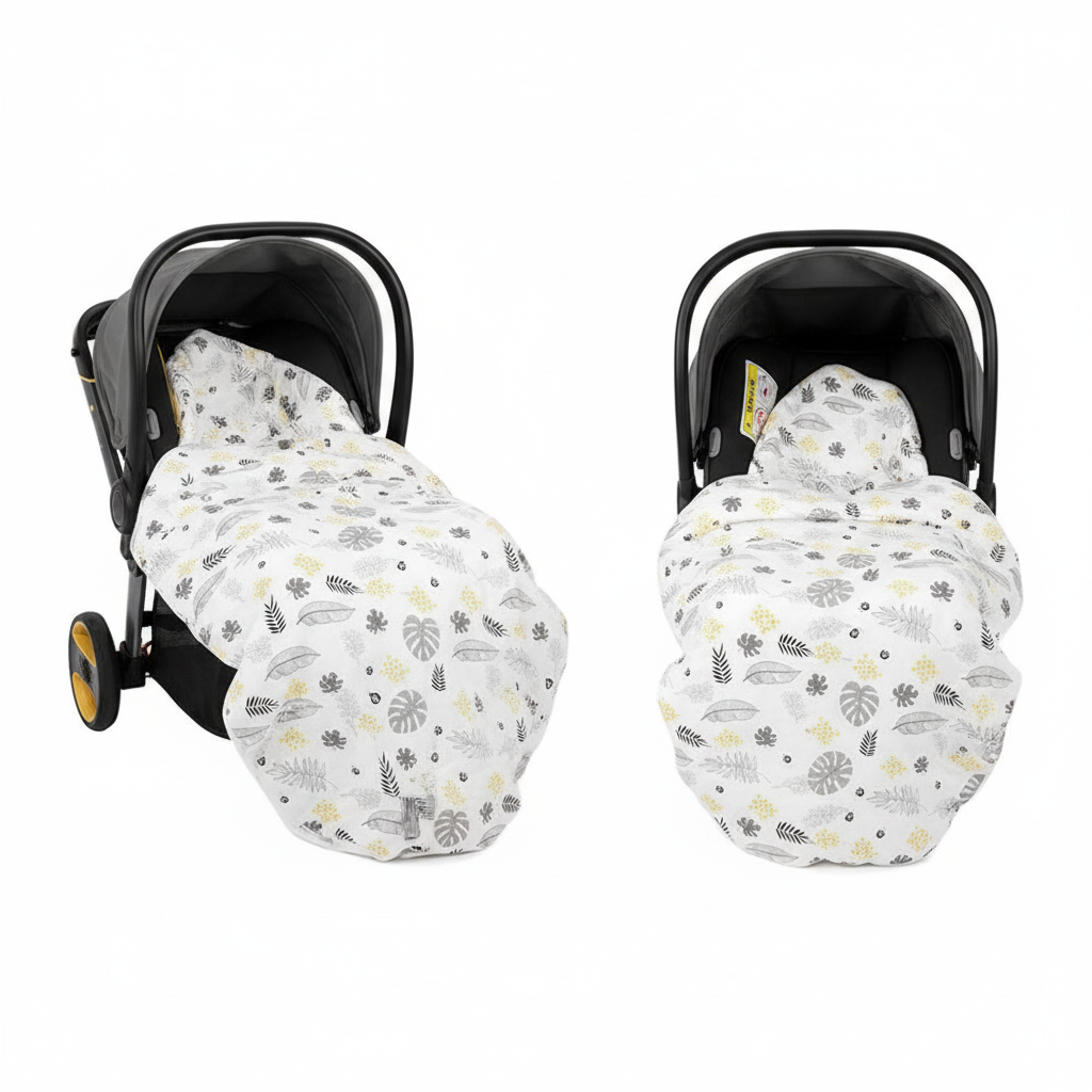 Couverture emmaillotage motif feuilles botaniques