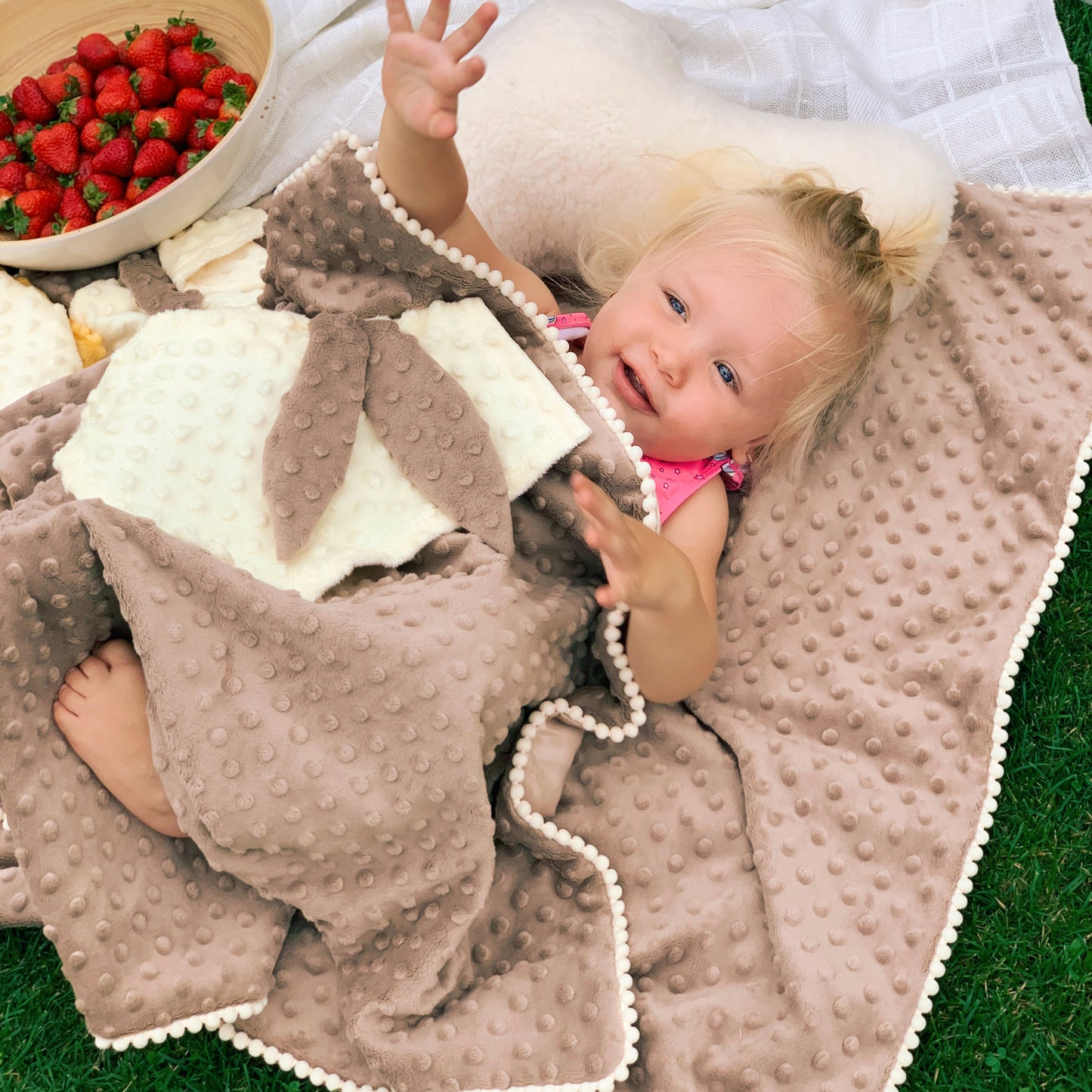 Couverture ultra douce 2en1 avec Doudou Intégré, cappuccino