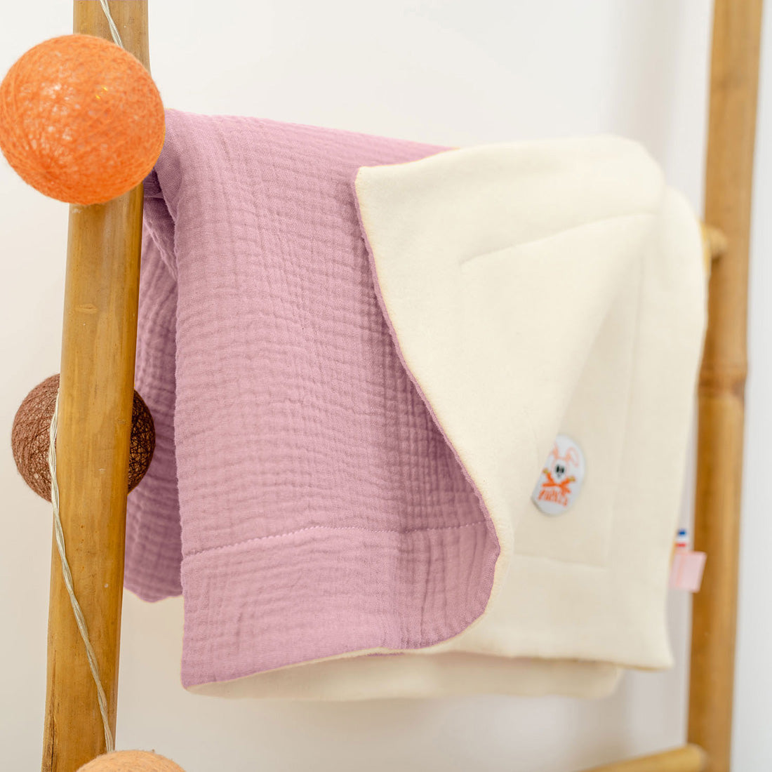 🇫🇷 Couverture polaire en Coton bio -  Rose