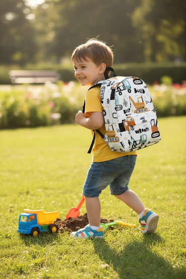 Enfant avec sac à dos Chantier blanc