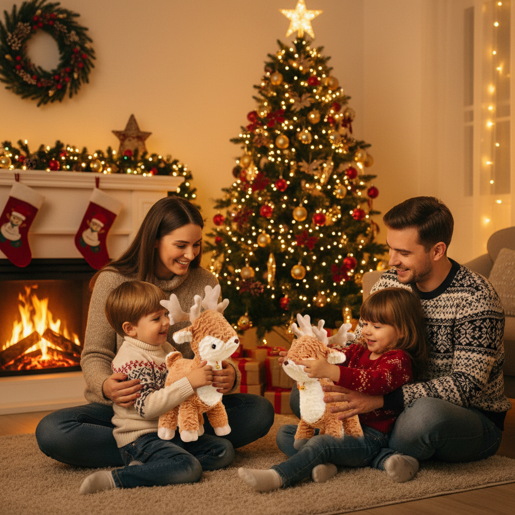 Famille de Noël avec renne