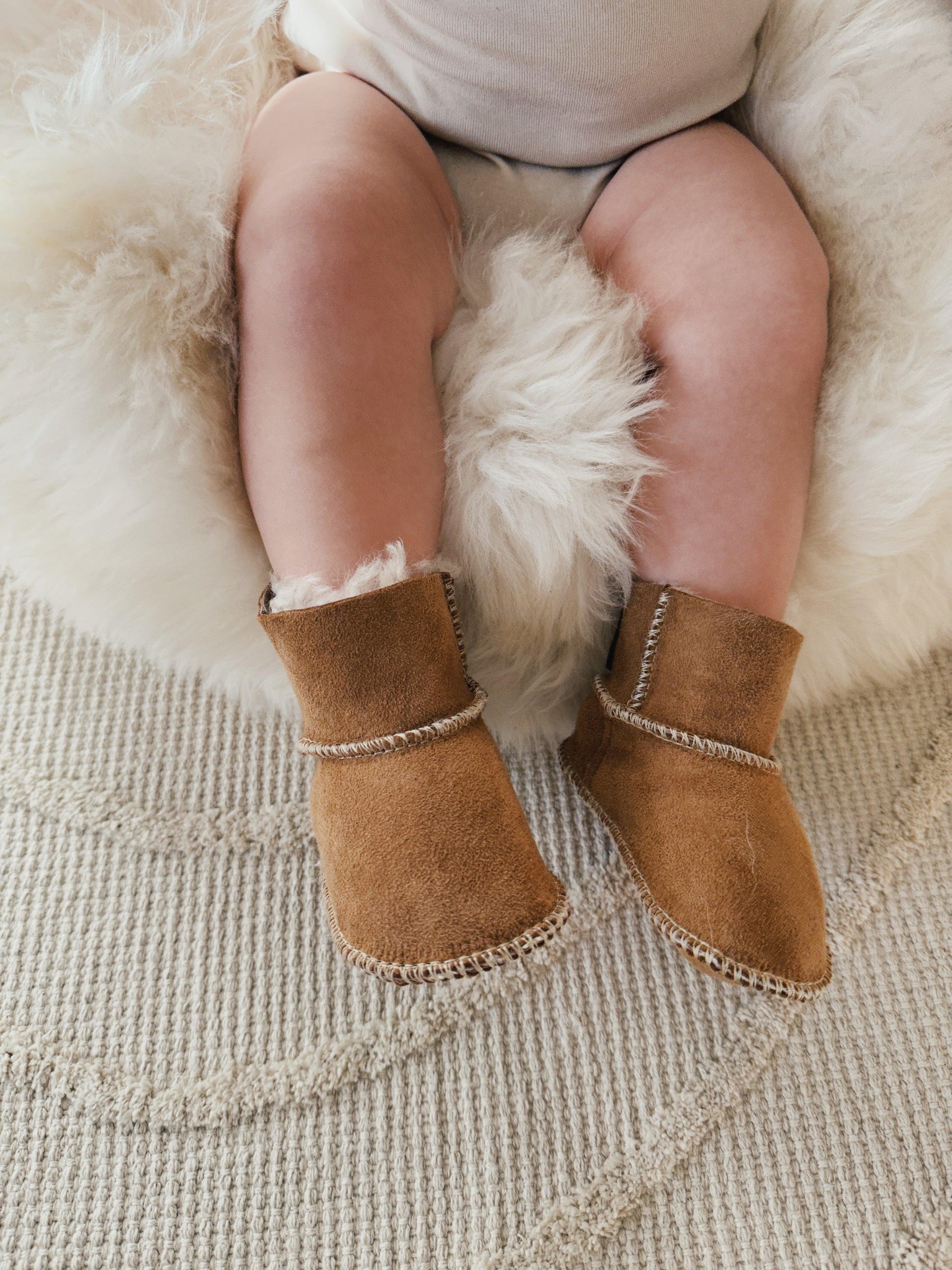 Beige Baby Natural Sheepskin Boots-3