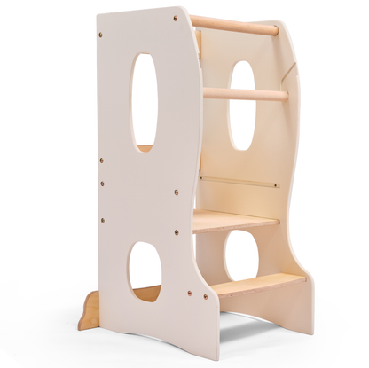 Tour d'apprentissage Montessori : Chaise évolutive pour enfant en bois – Ivoire